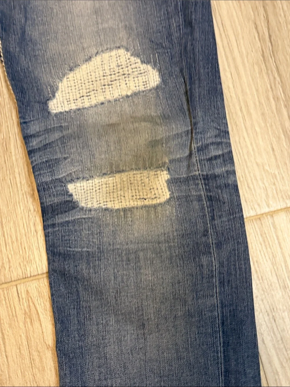 Men's Straight Fit Distressed Jeans in Blue - Casual Everyday Style
